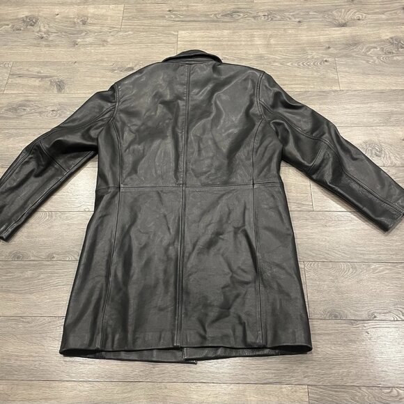 Wilsons M. Julian Leather Jacket Size XL Men Black Long Distressed - Picture 4 of 4